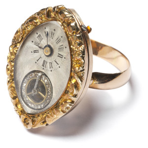Goldene Ringuhr, Genf, um 1840, sign.: Christope Giraud. Sammlung Konrad Kellenberger. Foto: Michael Lio